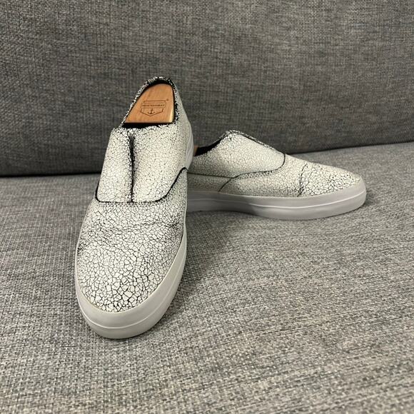 EUC HUF Dylan Slip-On Sneakers White Crackle Leather Size 8 Skate Casual Shoes - Picture 15 of 16